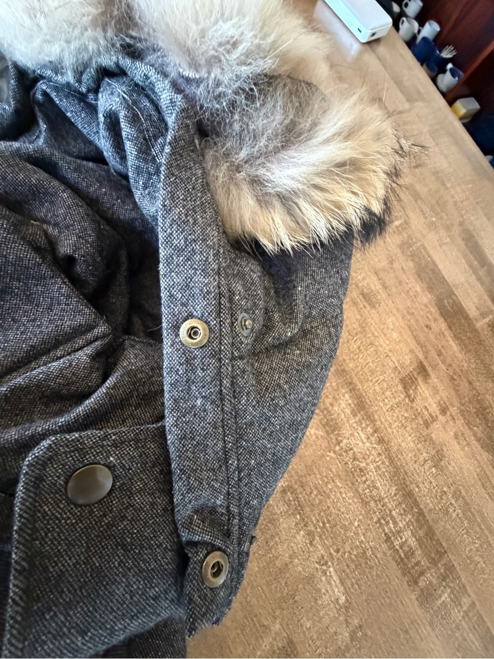 Gray Women's Faux Fur-Trim Hooded Coat